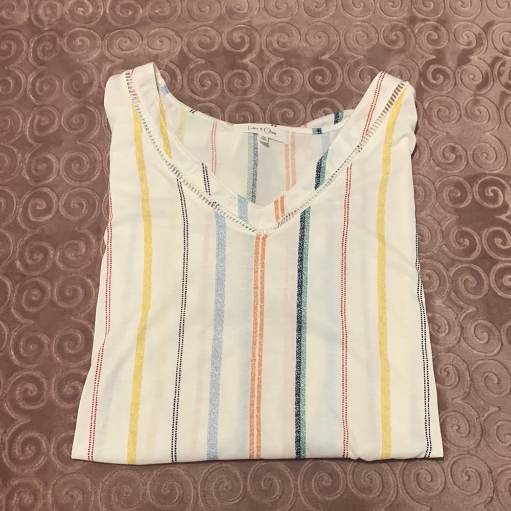 Striped Flutter Sleeve Top